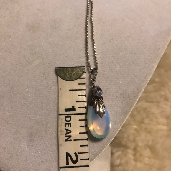 VTG Amethyst & Opalite Moonstone Drop Pendant Sterling Silver 925 Bead Chain 16” - Picture 6 of 7
